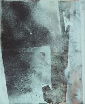 Ohne Titel, 2021. Acryl/Nessel, 45 x 37 cm