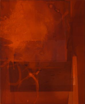 Ohne Titel, 2024. Acryl/Nessel, 85 x 70 cm