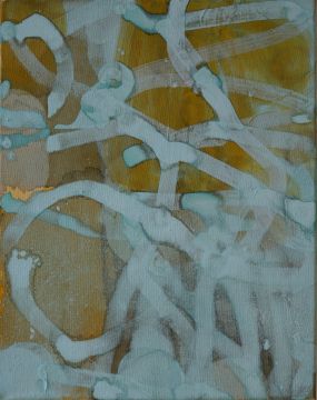 Ohne Titel, 2019. Acryl/Nessel, 43 x 35 cm