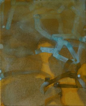 Ohne Titel, 2019. Acryl/Nessel, 43 x 35 cm