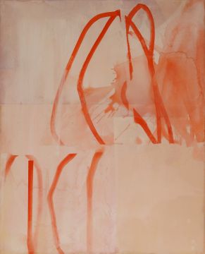 Ohne Titel, 2024/25. Acryl/Nessel, 100 x 80 cm