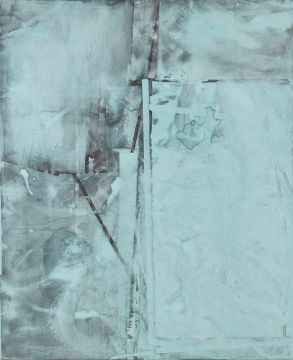 Ohne Titel, 2013/19. Acryl/Nessel, 185 x 150 cm