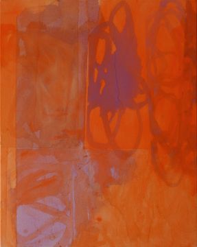 Ohne Titel, 2024/25. Acryl/Nessel, 88 x 70 cm