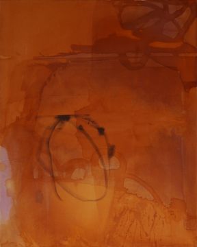 Ohne Titel, 2025. Acryl/Nessel, 100 x 80 cm