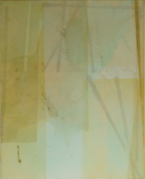 Ohne Titel, 2025. Acryl/Nessel, 100 x 80 cm