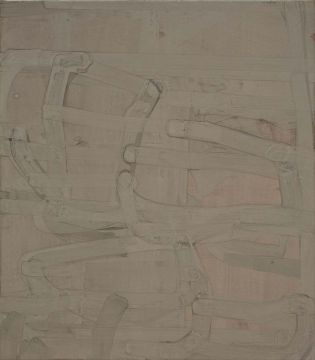 Ohne Titel, 2009. Acryl/Nessel, 80 x 70 cm