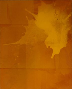 Ohne Titel, 2025/26. Acryl/Nessel, 100 x 80 cm